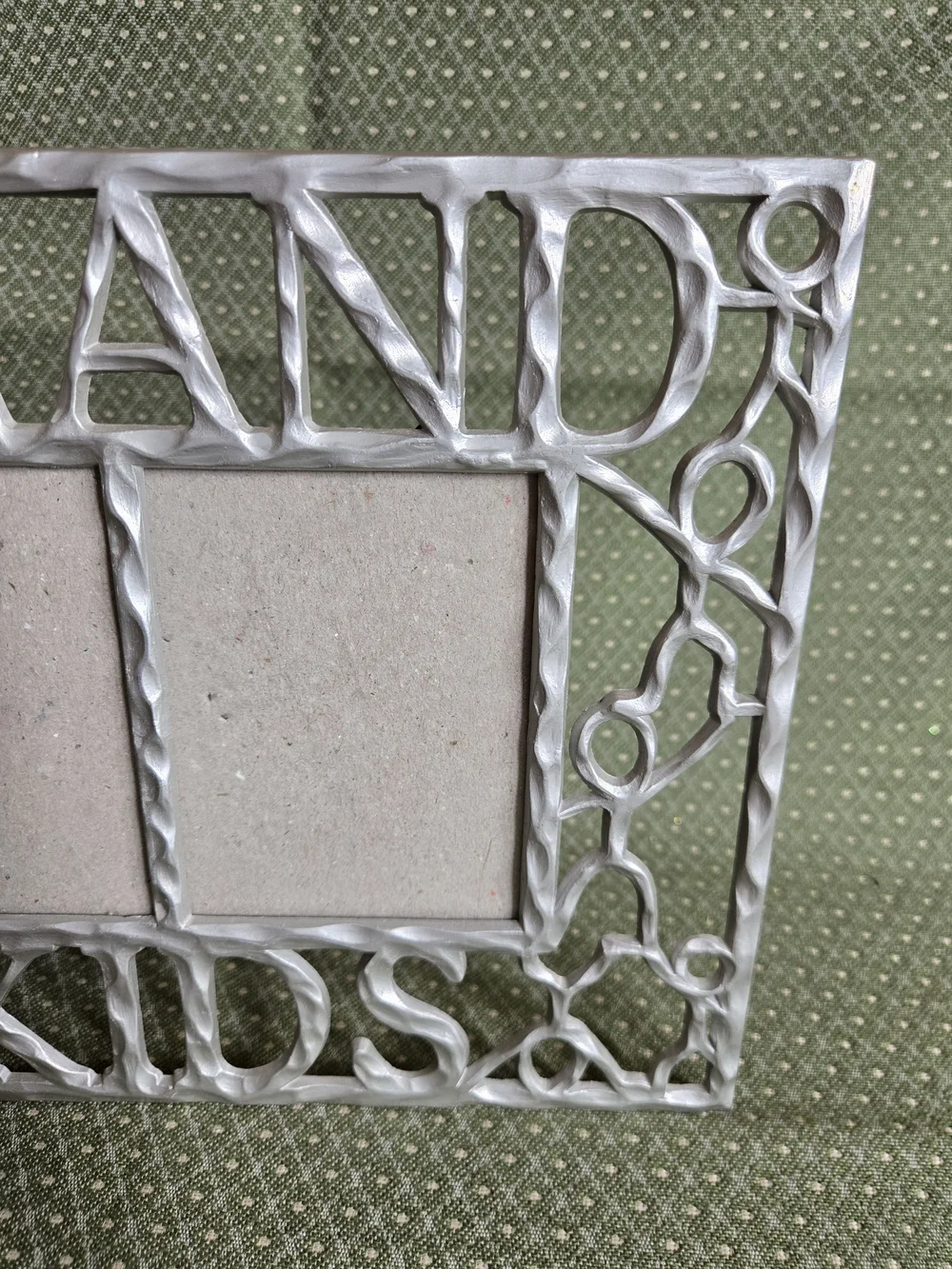 Grandkids Double Photo Frame Lightweight Silver Metal